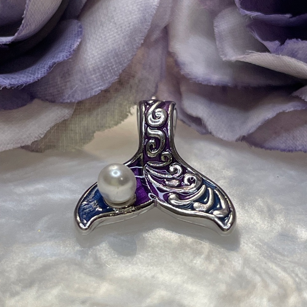 Bracelet Charm Mermaid Tail with Pearl Sterling Silver - Picture 4 of 8